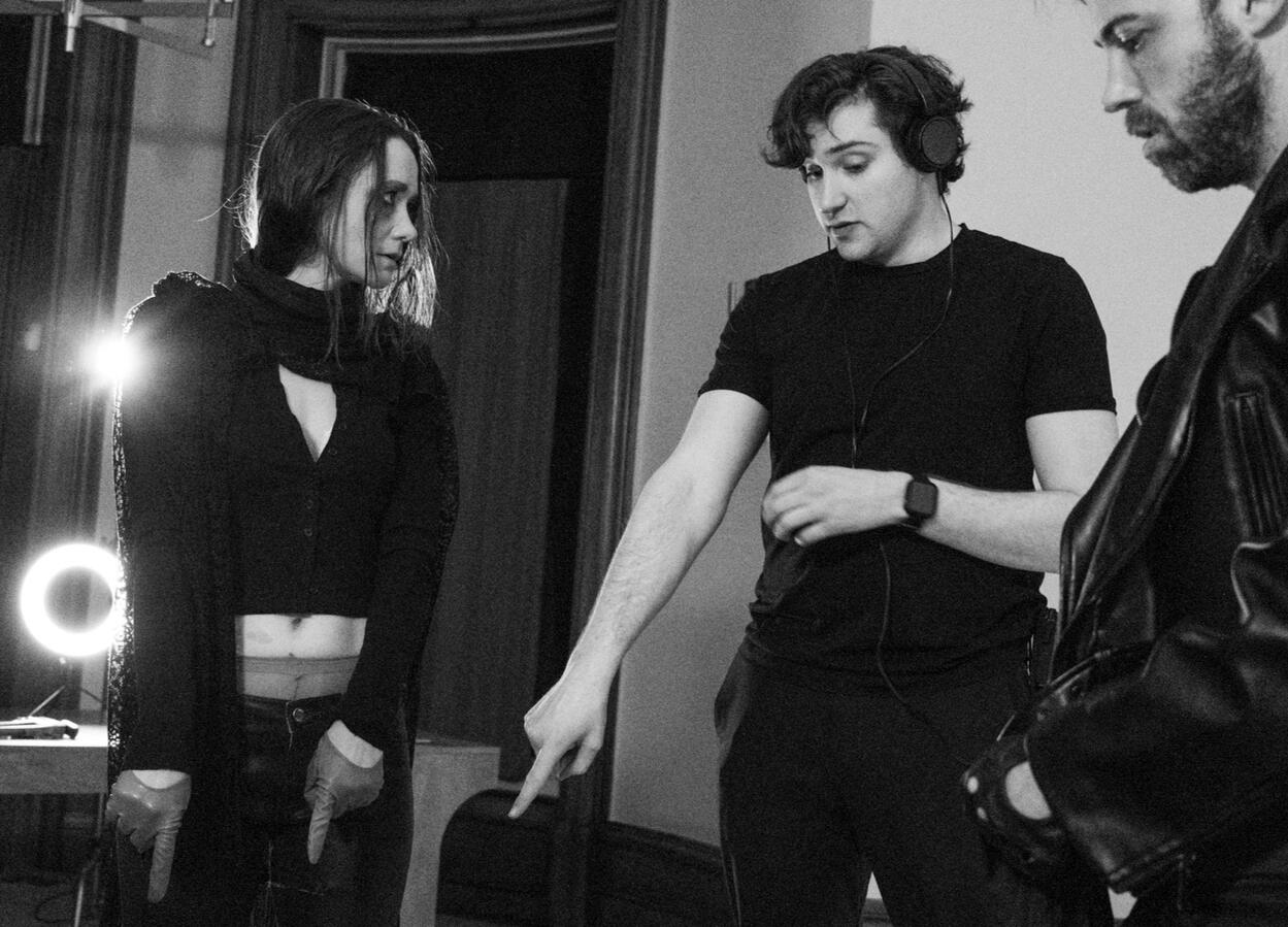 Behind the scenes on the set of Five Dollar Wrench (photo by Stephen Cummings) Claudia Minor Troyer actor short film Five Dollar Wrench
